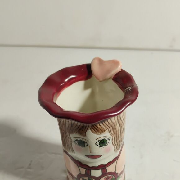Vintage Bella Casa Marilyn Vase Susan Paley Ganz Ceramic Pink Heart - Picture 7 of 10